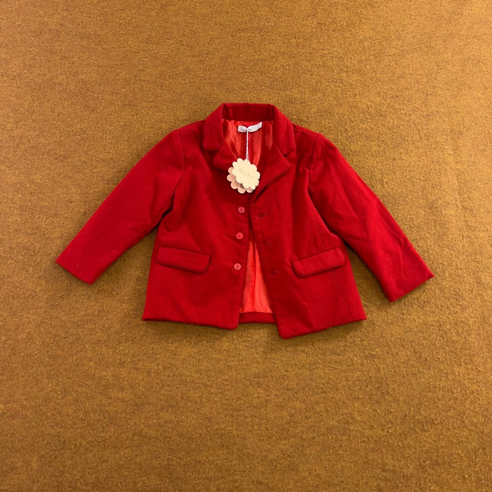 Patachou Toddler 2Y Red Winter Woven Button Front Blazer Jacket NWT